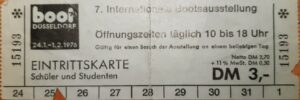 Eintrittskarte von 1976, die achte „boot“ Düsseldorf
